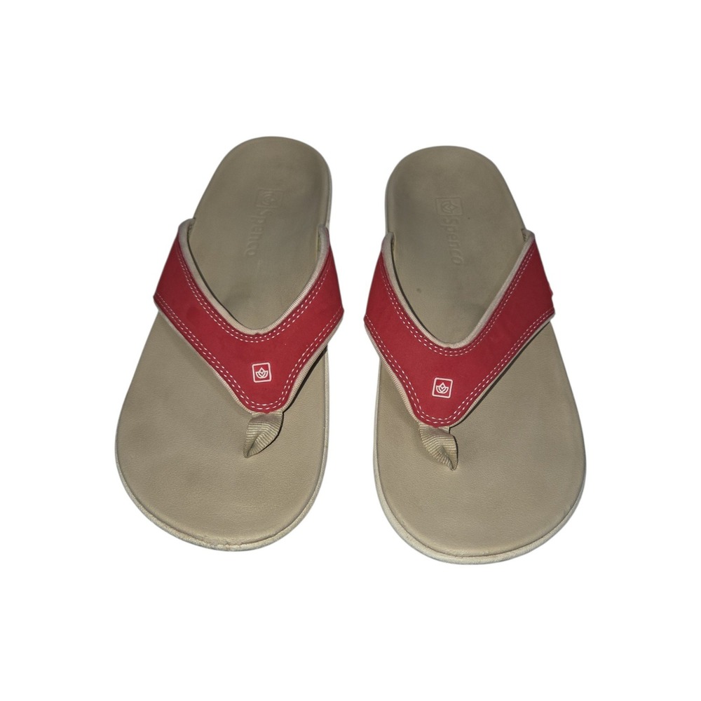 Spenco Womens Red Tan Total Support Orthotic Thong Flip Flop Sandals Size 10